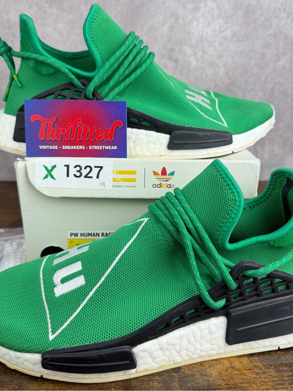 Adidas NMD Hu x Pharrell Human Race Green Size 8.5 BB0620 Men’s Sneakers OG Rare